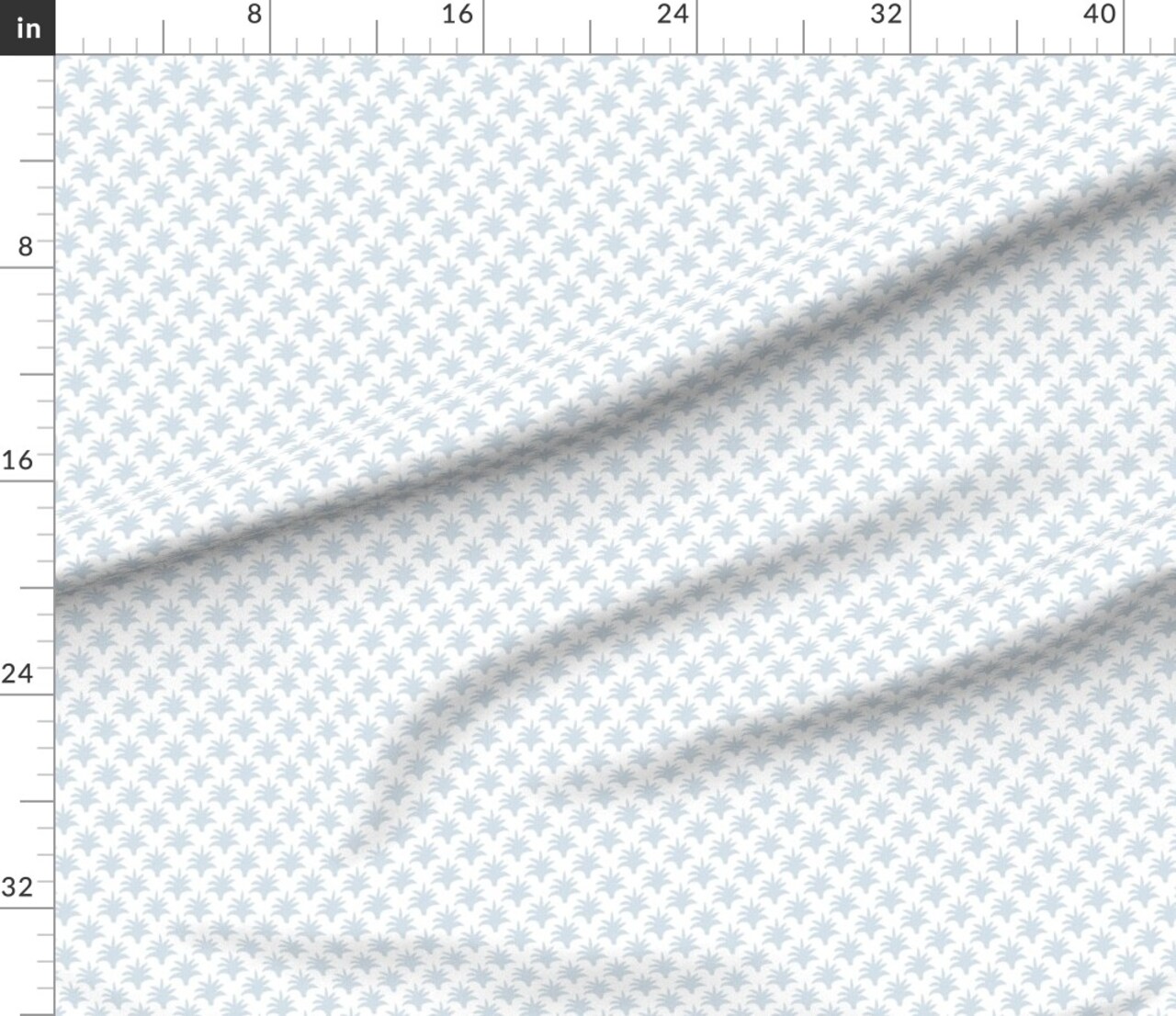 Traditional Palm Botanical Soft Blue On White Small Scale Custom Printed Fabric by Spoonflower Various Fabrics by the Yard or Fat Quarter